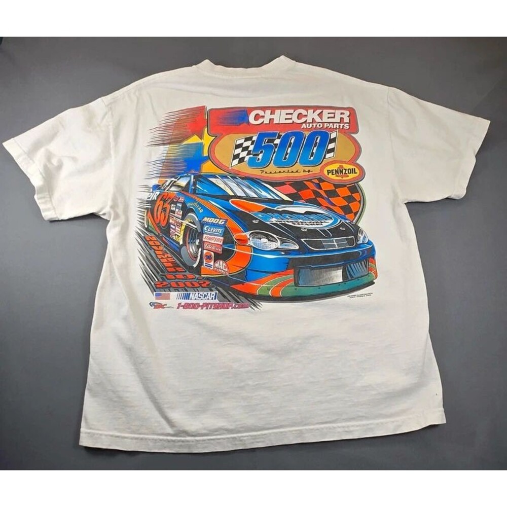 Vintage 2002 Nascar Checker Auto Parts 500 T-Shirt - White - XL
